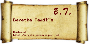 Beretka Tamás névjegykártya